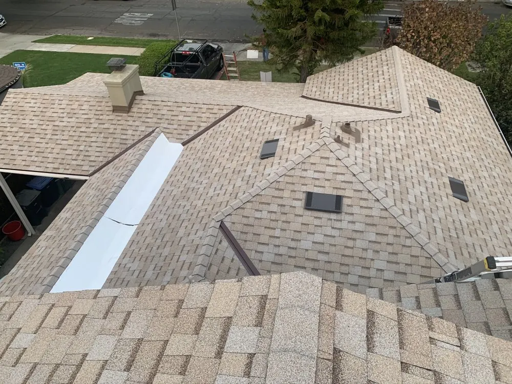 Smart Roofing project - Asphalt Shingle Roof Replacement - Tan Weathered-Wood Blend With Skylights in Los Angeles