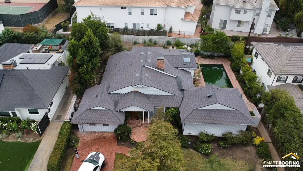Smart Roofing project - Asphalt Shingle Roof Replacement - Multi-Story Home, Mid-Gray Architectural in Los Angeles