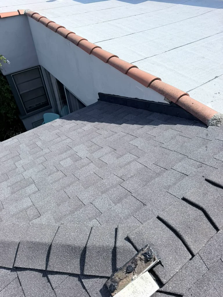 Smart Roofing project - Mixed Roof System - Midnight Shingles and White Polyfresko, Los Angeles in Los Angeles